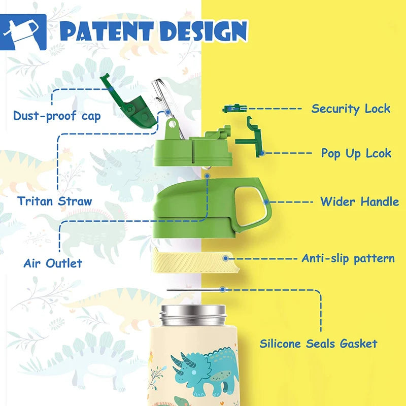 DinoSip™ Kids Vacuum Water Bottle (350ml)