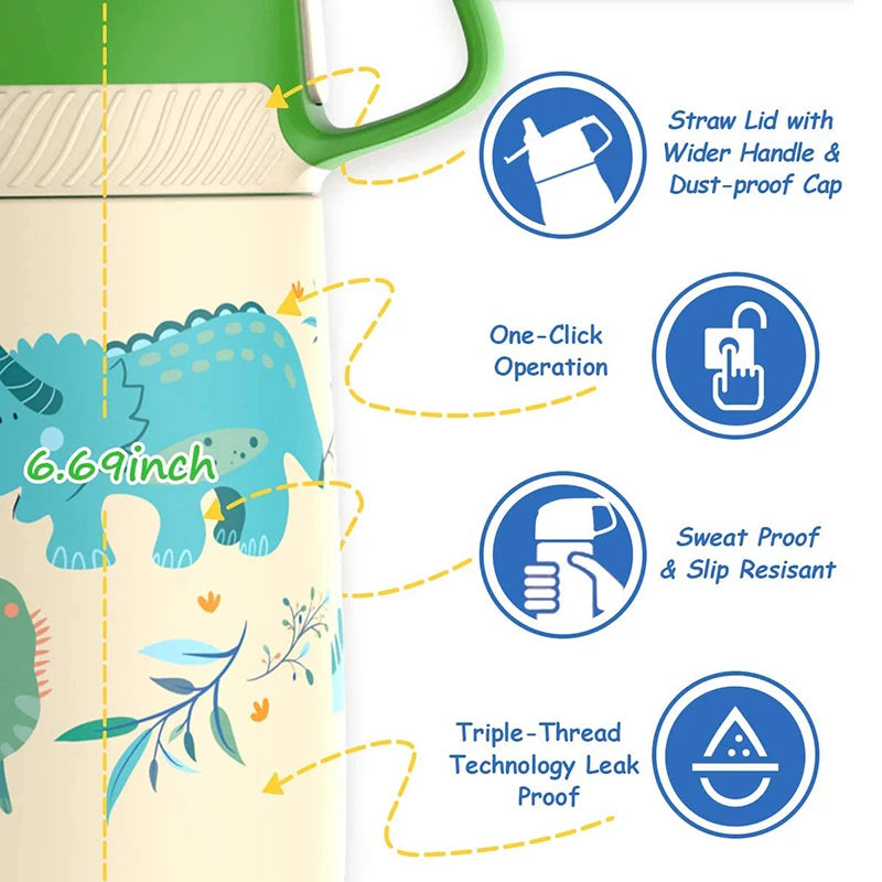DinoSip™ Kids Vacuum Water Bottle (350ml)