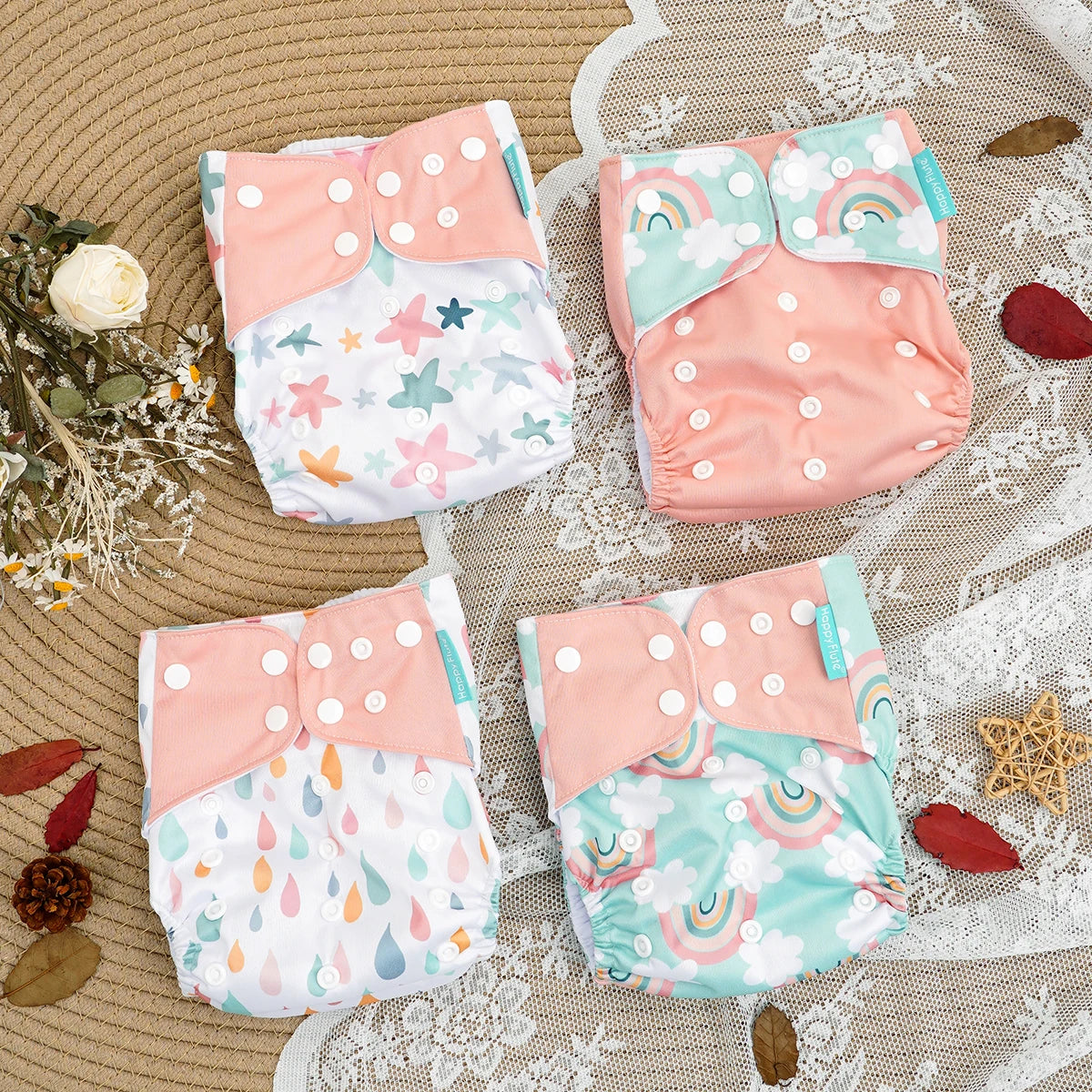 SnugSprout™ Reusable Cloth Diaper Set (4-Pack)